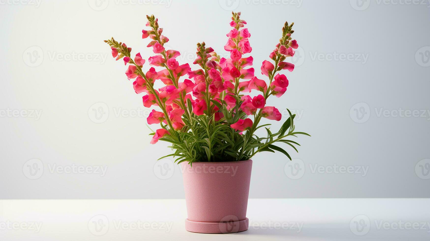 Photo of Snapdragon flower in pot isolated on white background. Generative AI