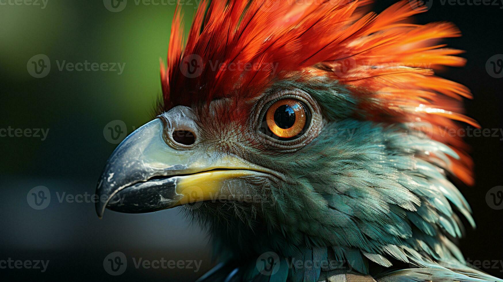 Close-up photo of a Quetzal looking any direction. Generative AI