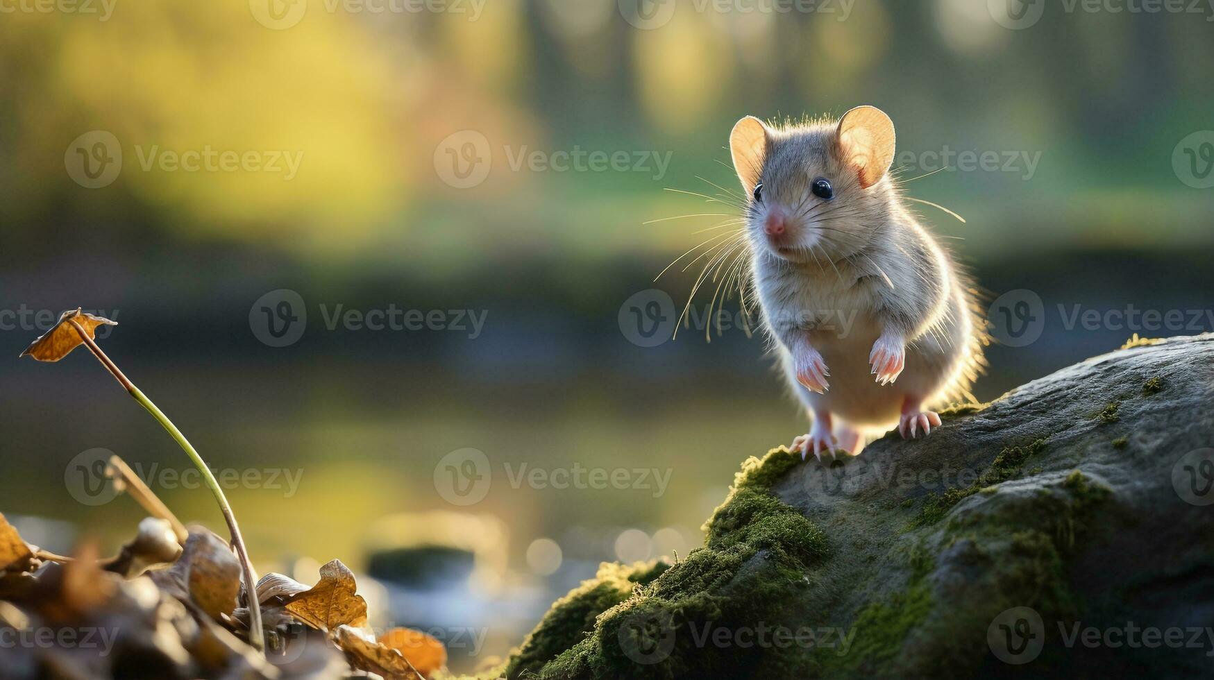 Close-up photo of a Dormouse looking in their habitat. Generative AI