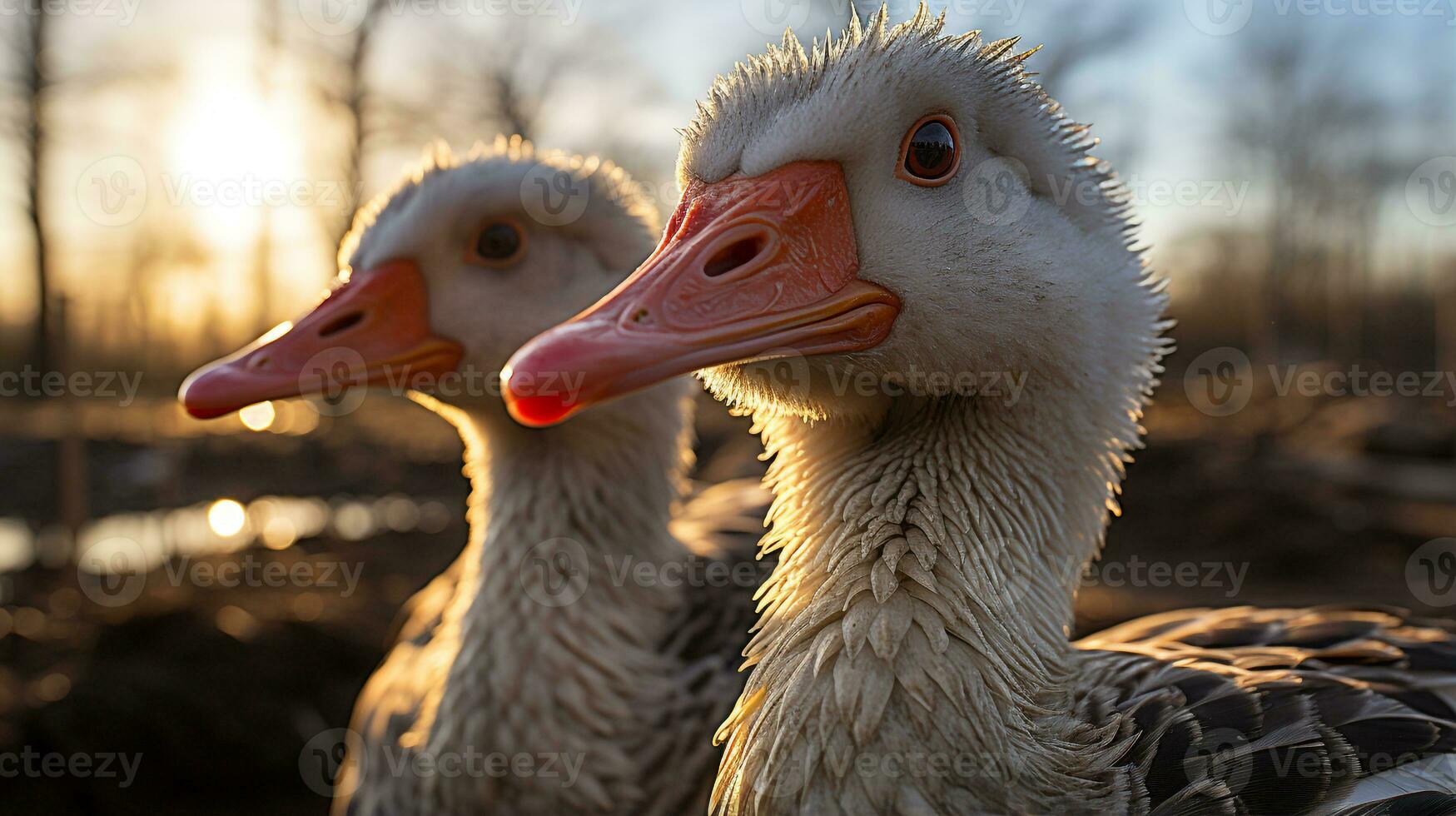 Close-up photo of a Duck looking any direction. Generative AI