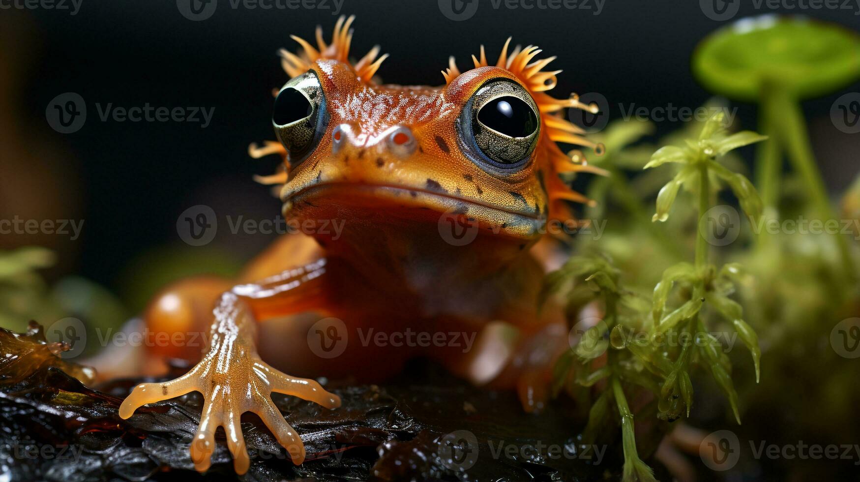 de cerca foto de un xenopus rana mirando ninguna dirección. generativo ai