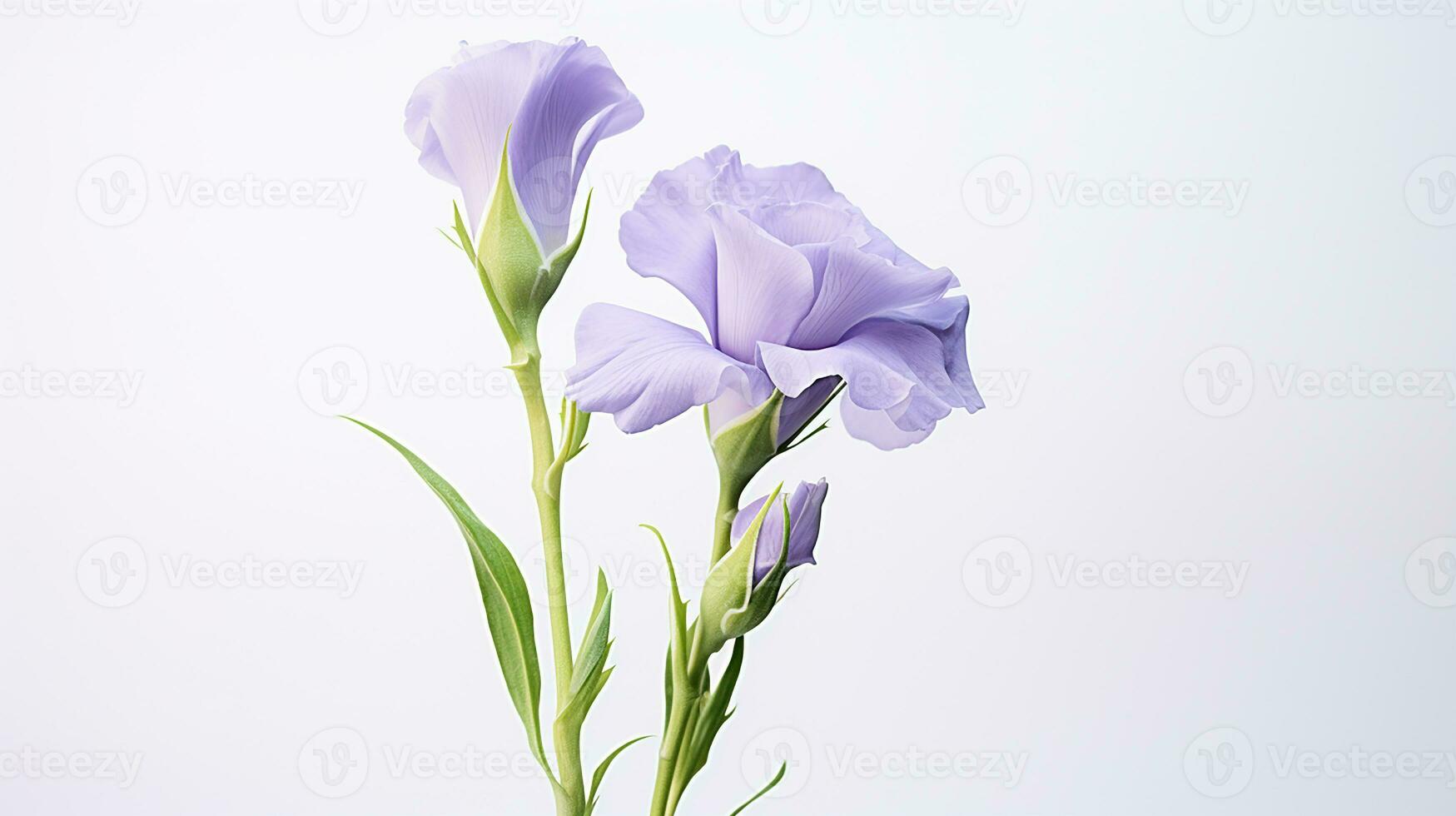 Photo of beautiful Lisianthus flower isolated on white background. Generative AI