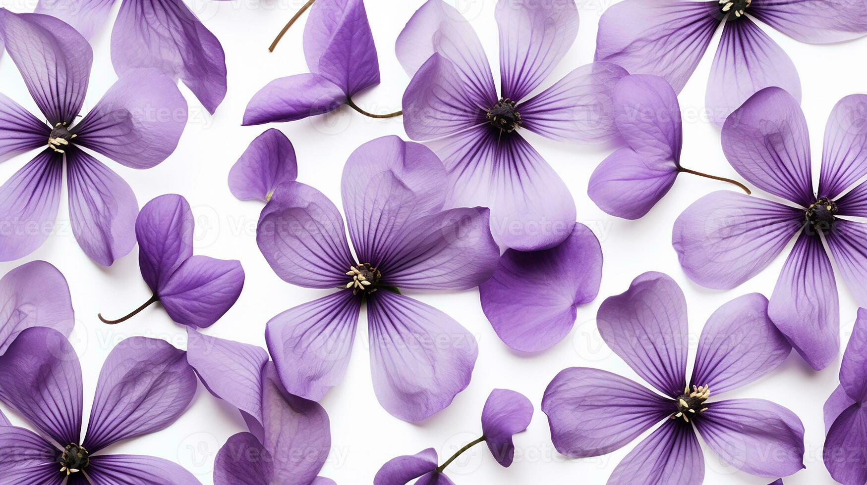 Violet flower patterned background. Flower texture background. Generative AI photo