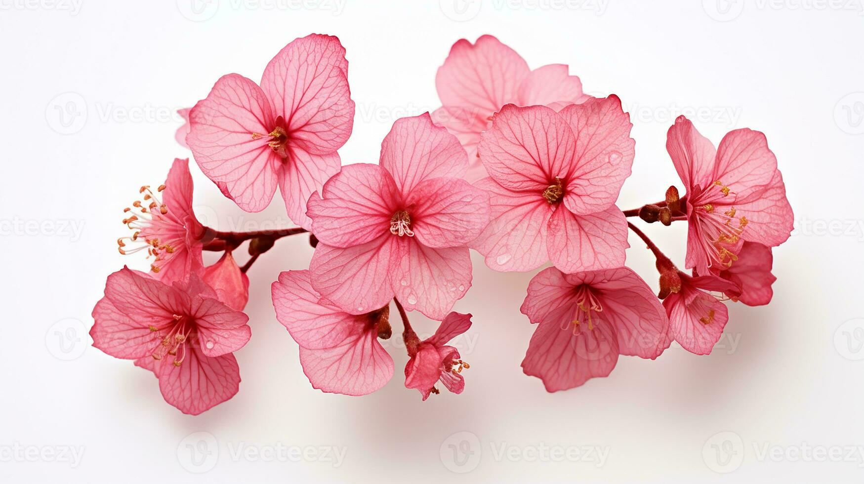 Photo of beautiful Heuchera flower isolated on white background. Generative AI