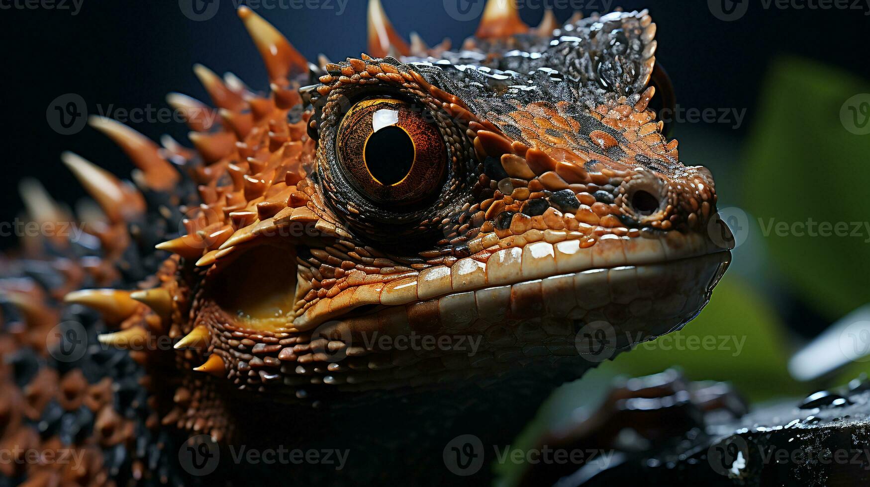 Close-up photo of a Gecko looking in their habitat. Generative AI