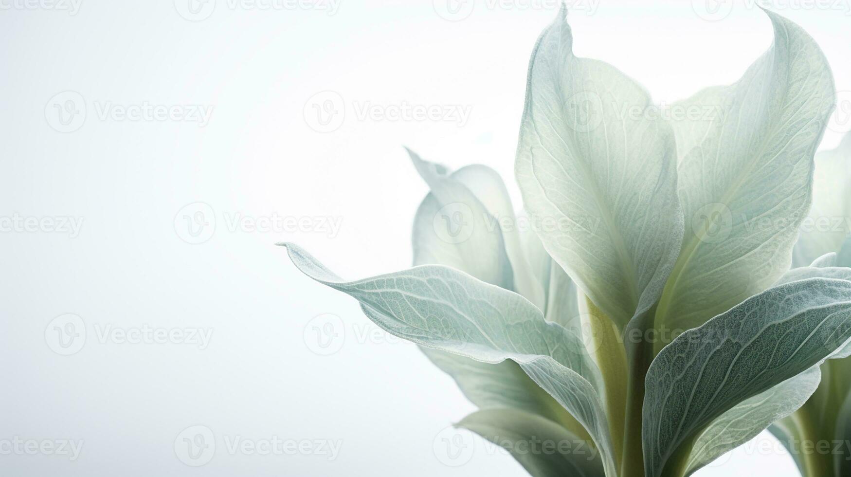 Photo of beautiful Lamb's Ear flower isolated on white background. Generative AI