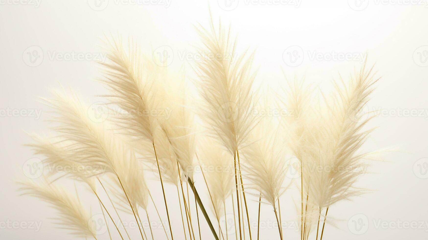 Photo of beautiful Feather Reed Grass flower isolated on white background. Generative AI