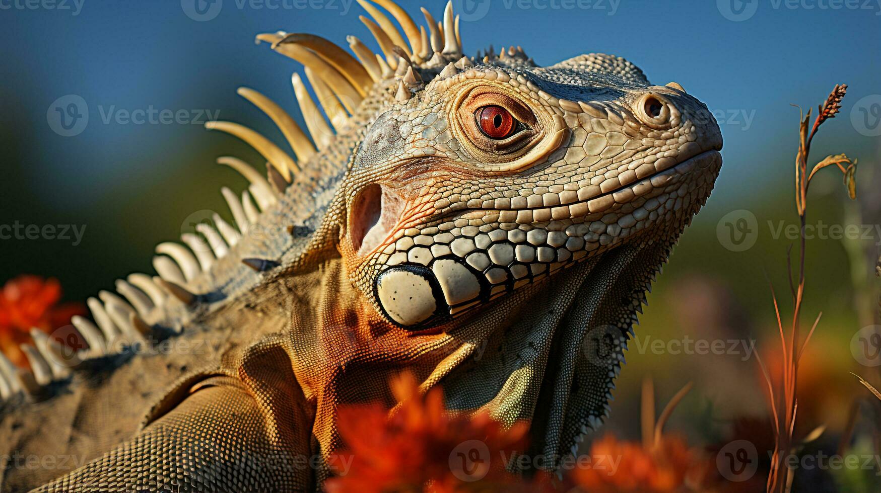 de cerca foto de un Desierto iguana mirando ninguna dirección en el desierto. generativo ai