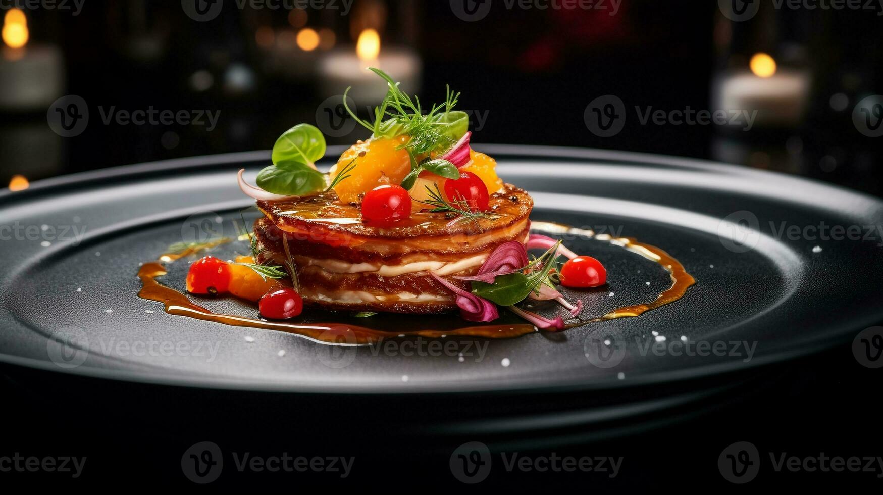 Photo of Umm Ali as a dish in a high-end restaurant. Generative AI
