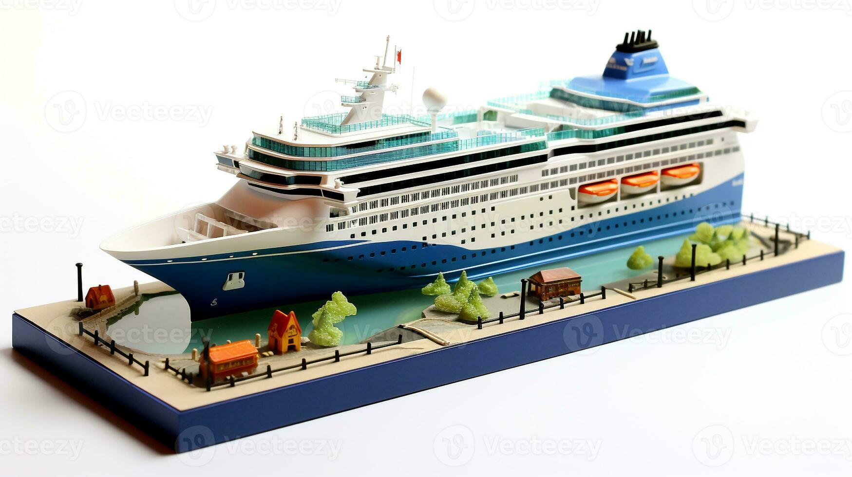 Displaying a 3D miniature Ferry. Generative AI photo