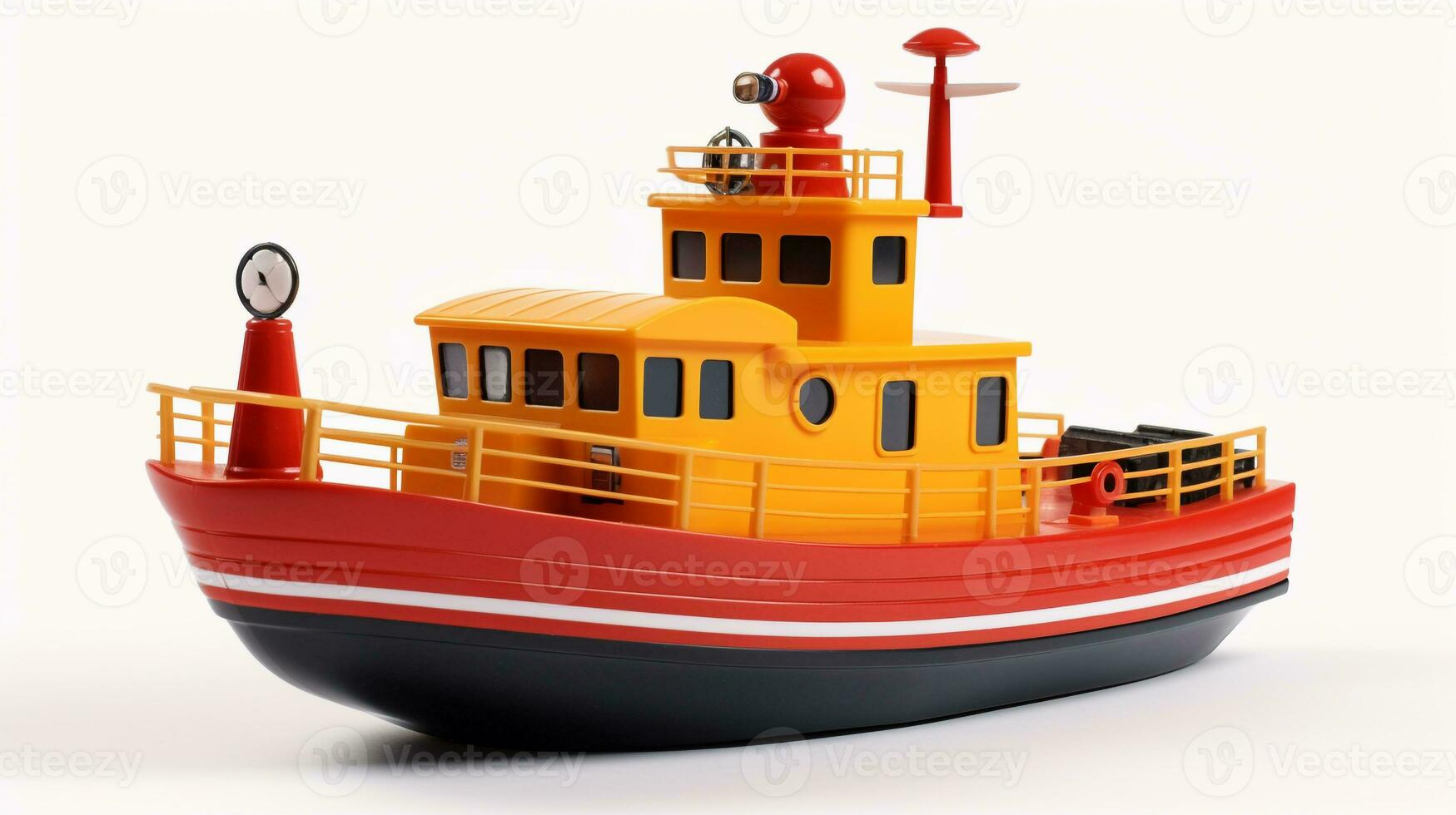 Displaying a 3D miniature Tugboat. Generative AI photo