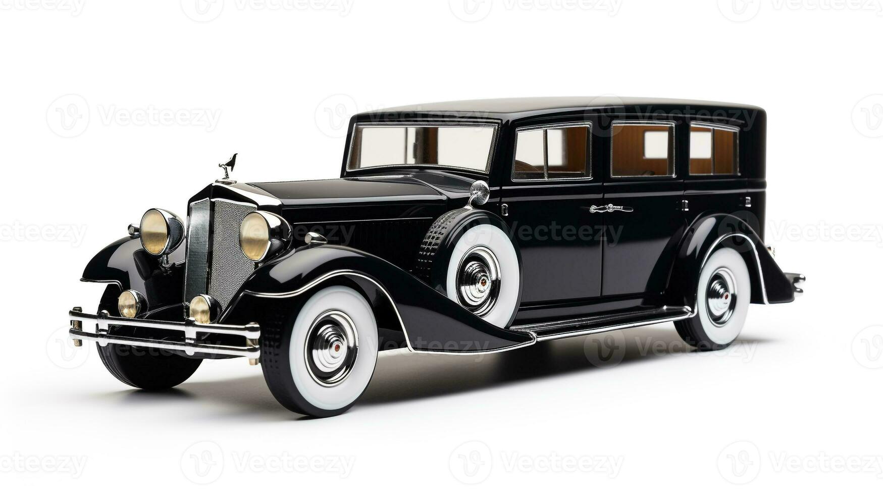 Displaying a 3D miniature limousine. Generative AI photo
