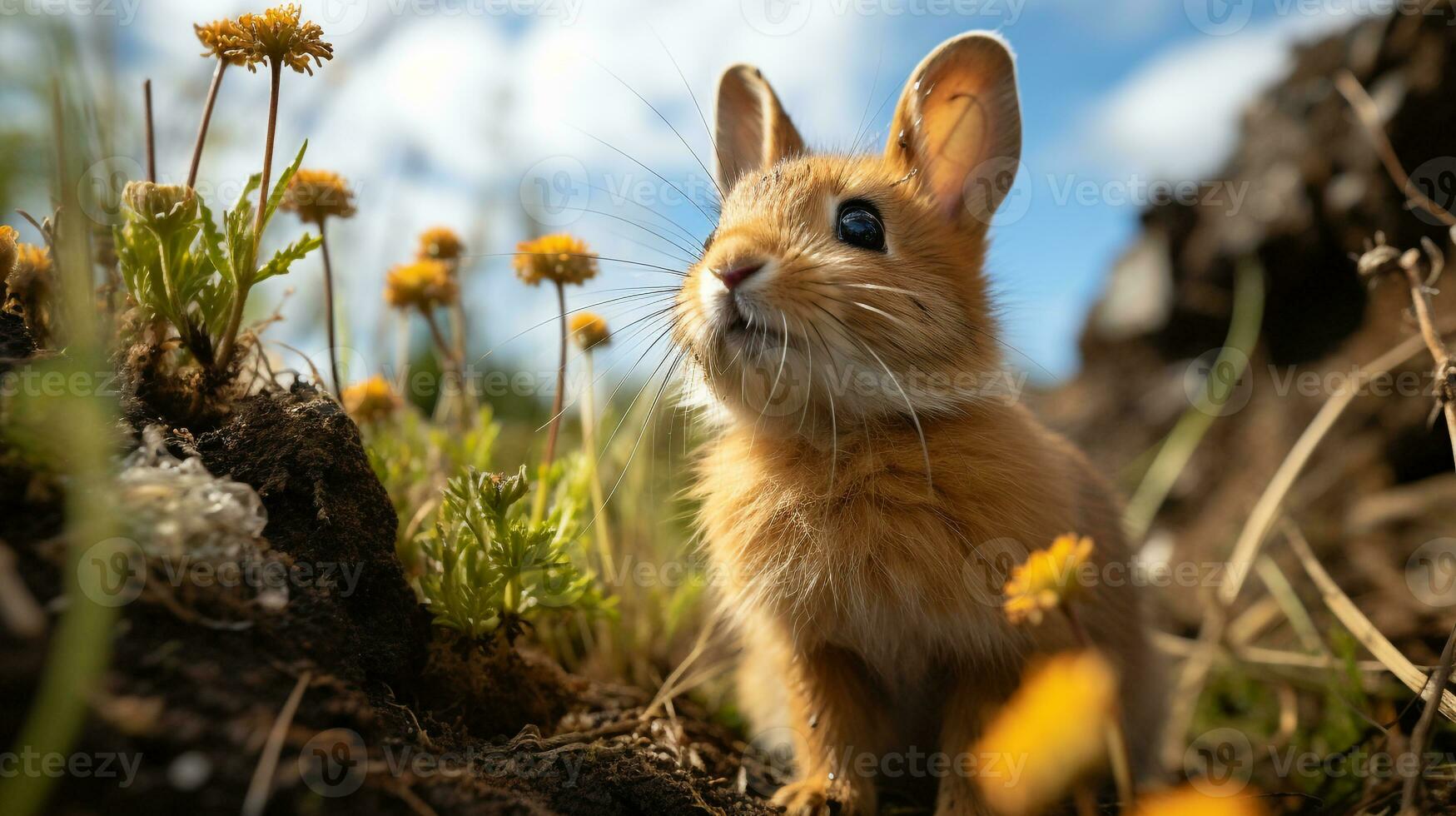 Close-up photo of a Rabbit looking any direction. Generative AI