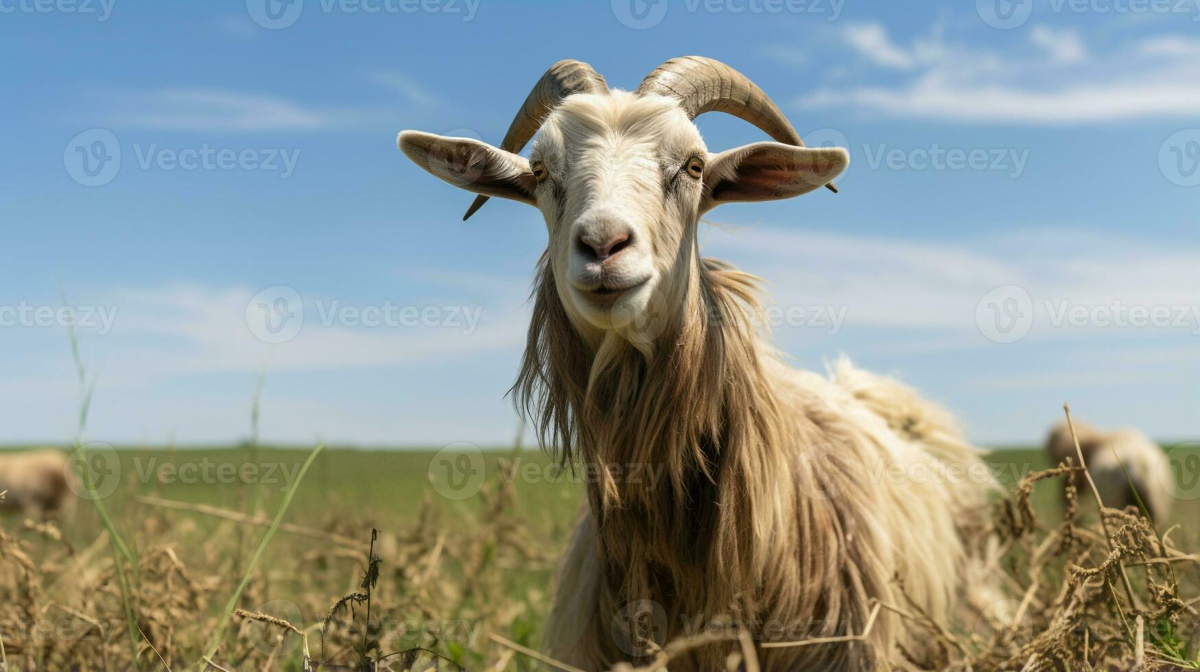 foto de un cabra en el tierras de cultivo generativo ai