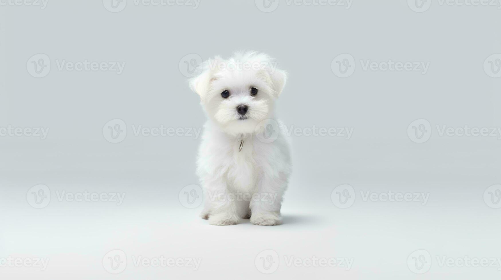 Photo of a maltese on white background. Generative AI