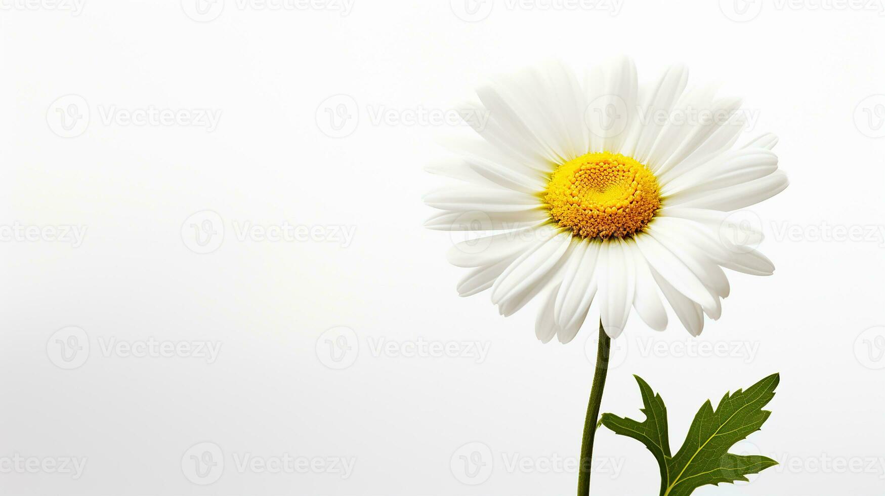 Photo of beautiful Daisy flower isolated on white background. Generative AI