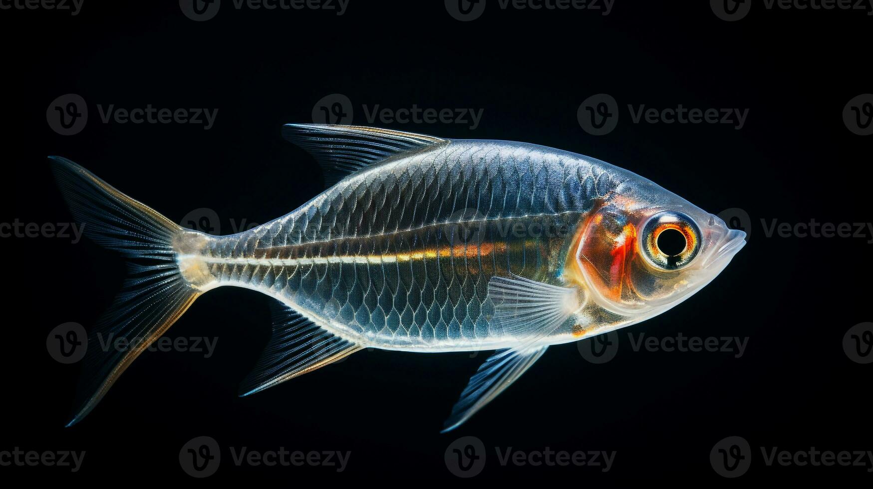 Wildlife photography of Photo of X-ray Tetra Fish. Generative AI