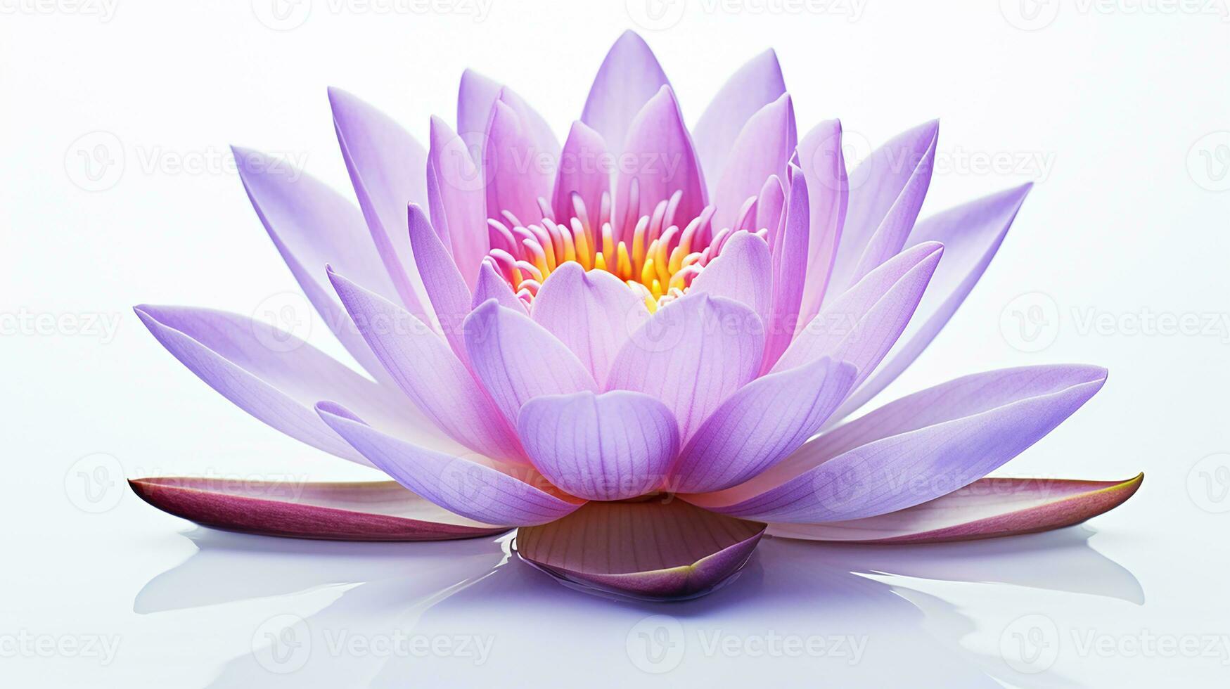 Photo of beautiful Water Lily flower isolated on white background. Generative AI