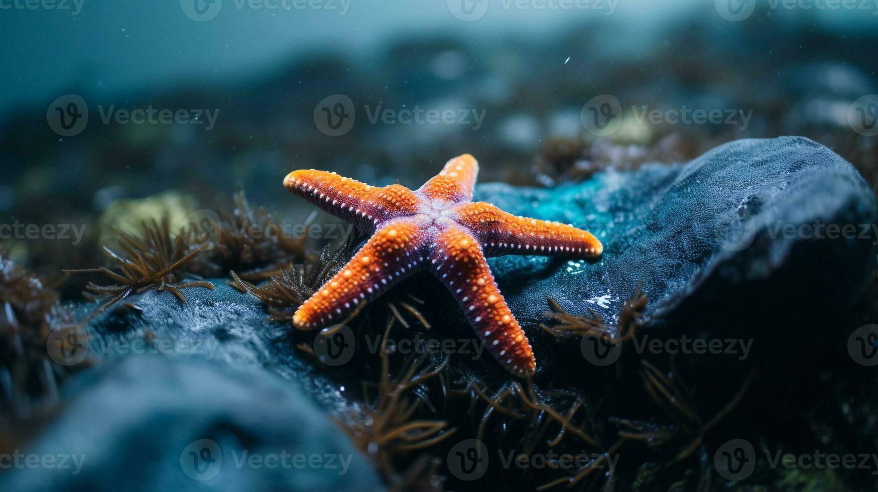Wildlife photography of Photo of Starfish. Generative AI