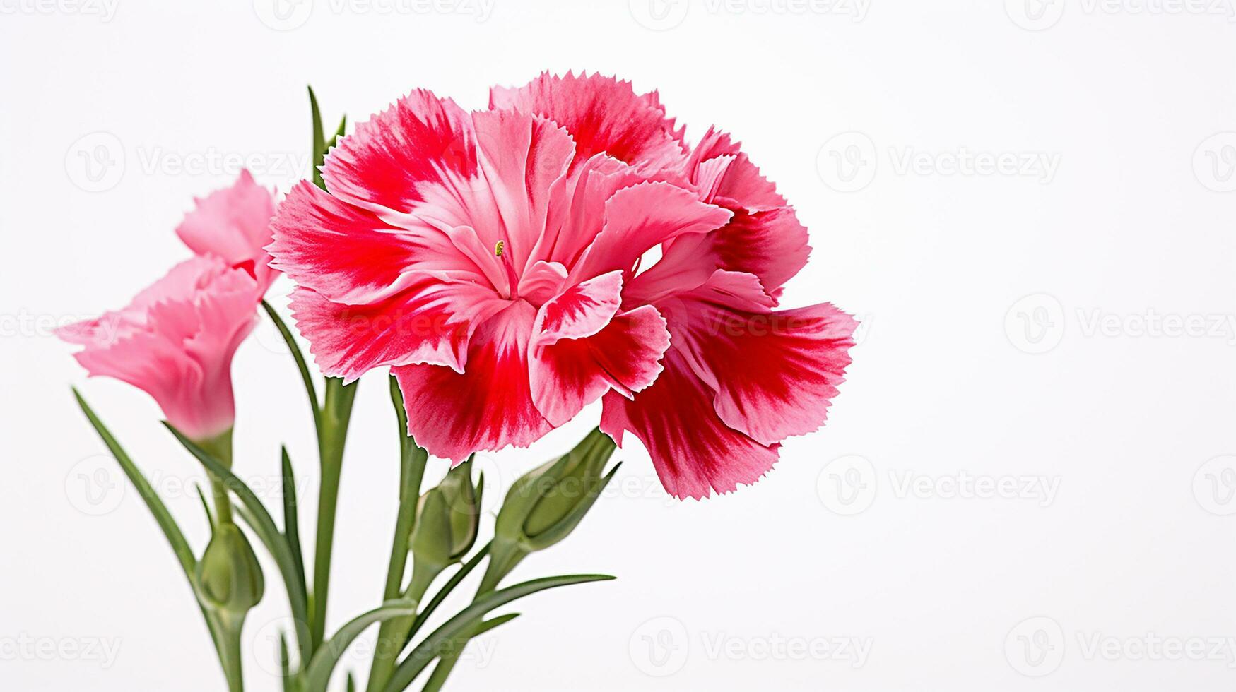 Photo of beautiful Dianthus flower isolated on white background. Generative AI