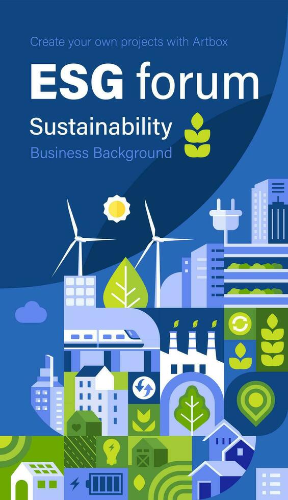 ESG Business vertical banner background vector