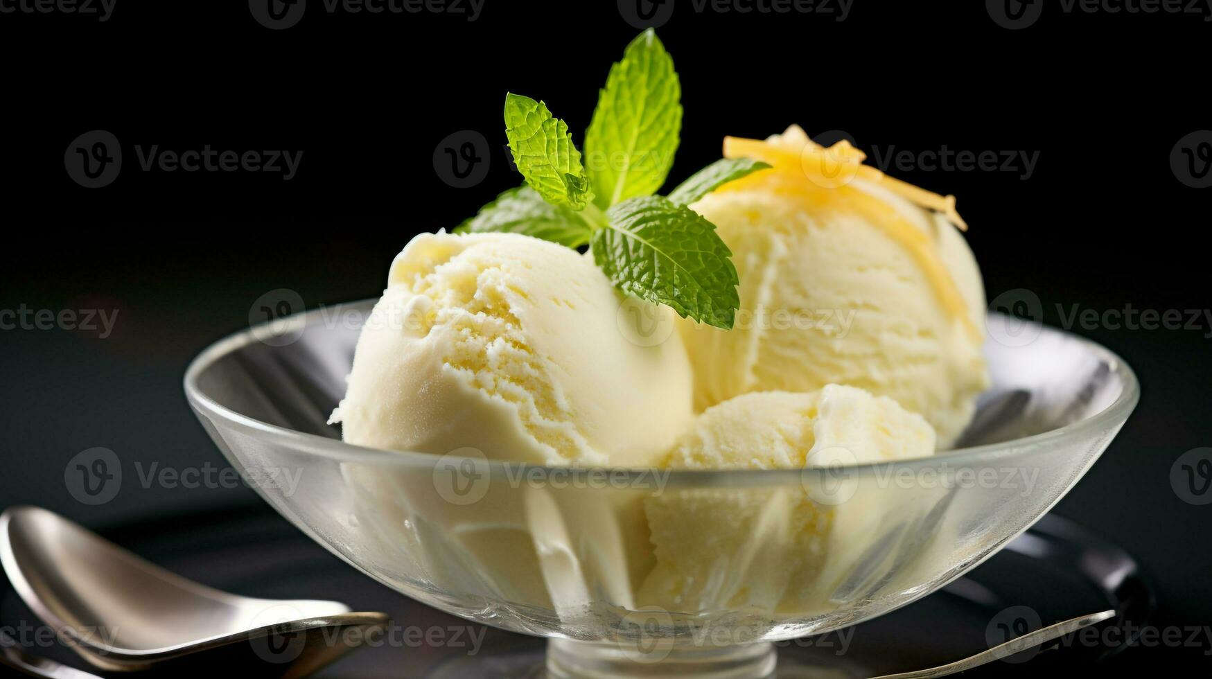 foto de piña colada sorbete como un plato en un gama alta restaurante. generativo ai