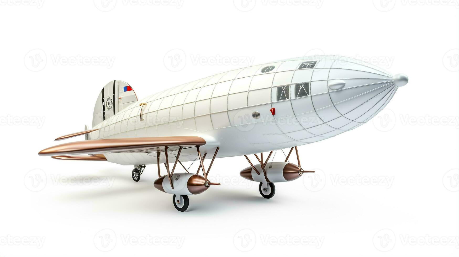 Displaying a 3D miniature Zeppelin. Generative AI photo
