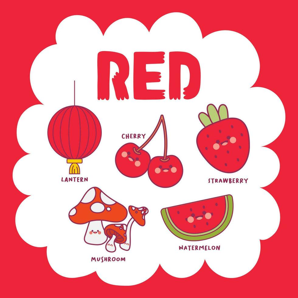 flat design vector color red object illustration collection set