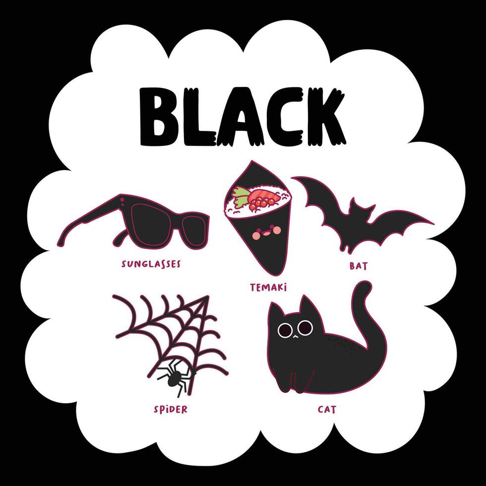 flat design vector color black object illustration collection set