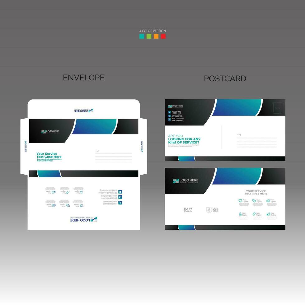 envelope and postcard for any company use vector