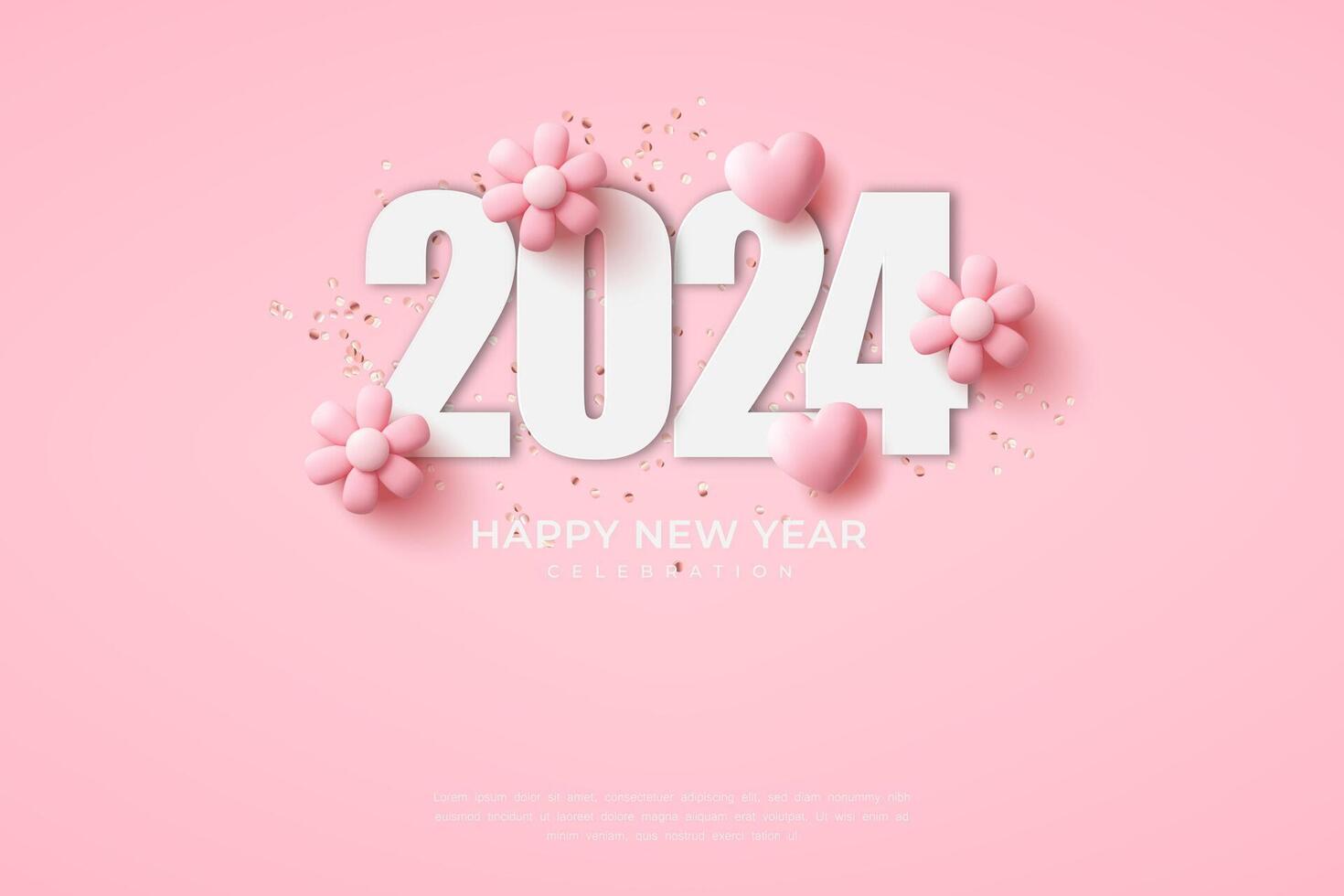 Happy New Year 2024. festive realistic decoration. Celebrate 2024 party vector