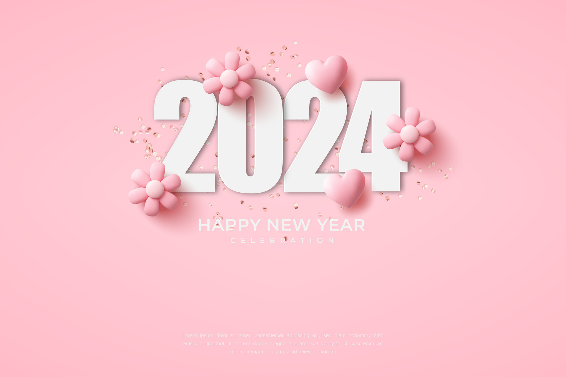 Happy New Year 2024. festive realistic decoration. Celebrate 2024 party