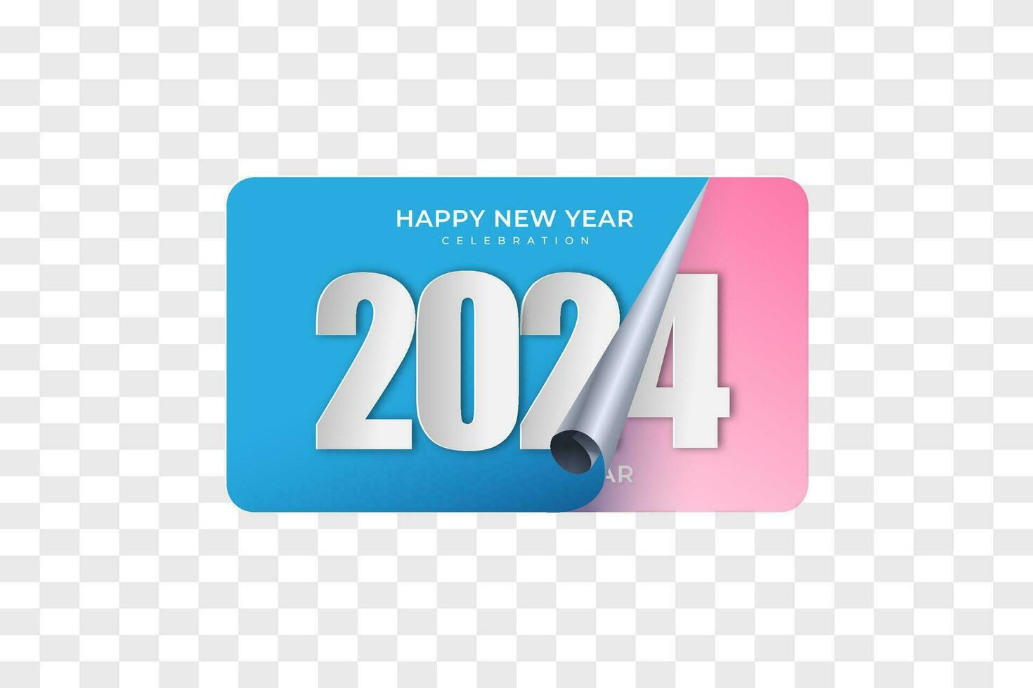 Happy New Year 2024 greeting card design template. End of 2023 and beginning of 2024. The concept of the beginning of the New Year in PNG Background vector