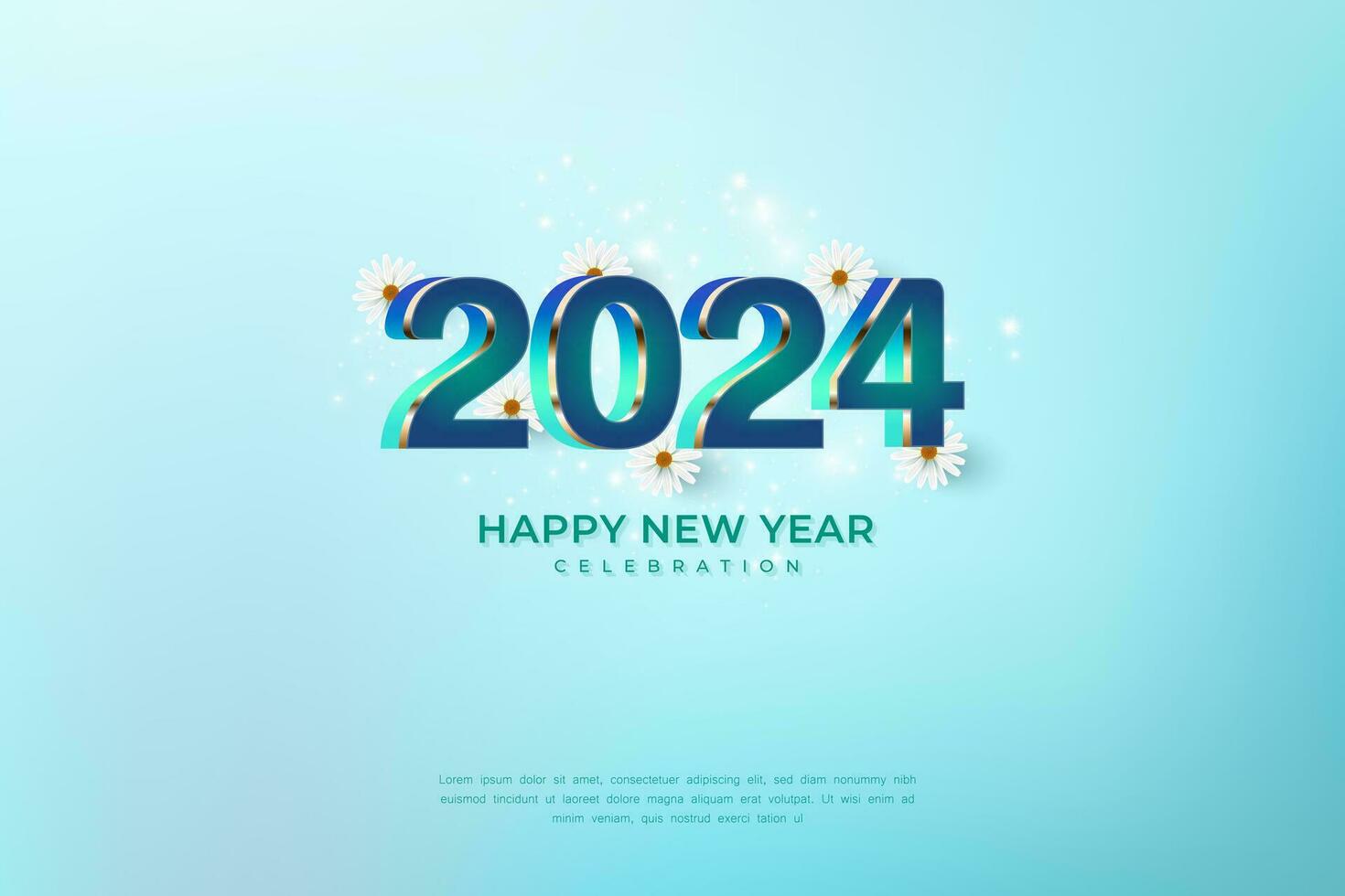 contento nuevo año 2024. festivo realista decoración. celebrar 2024 fiesta vector