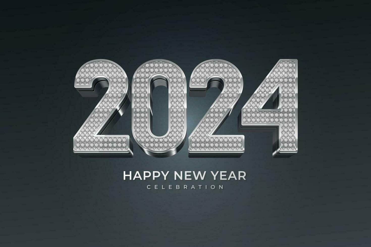 3d diamante lujo efecto, contento nuevo año 2024 para fondo, póster o bandera vector