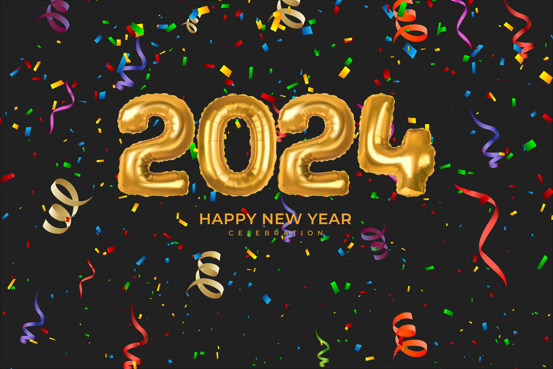 Happy New Year 2024. festive realistic decoration. Celebrate 2024 party 29868678 Vector Art at 