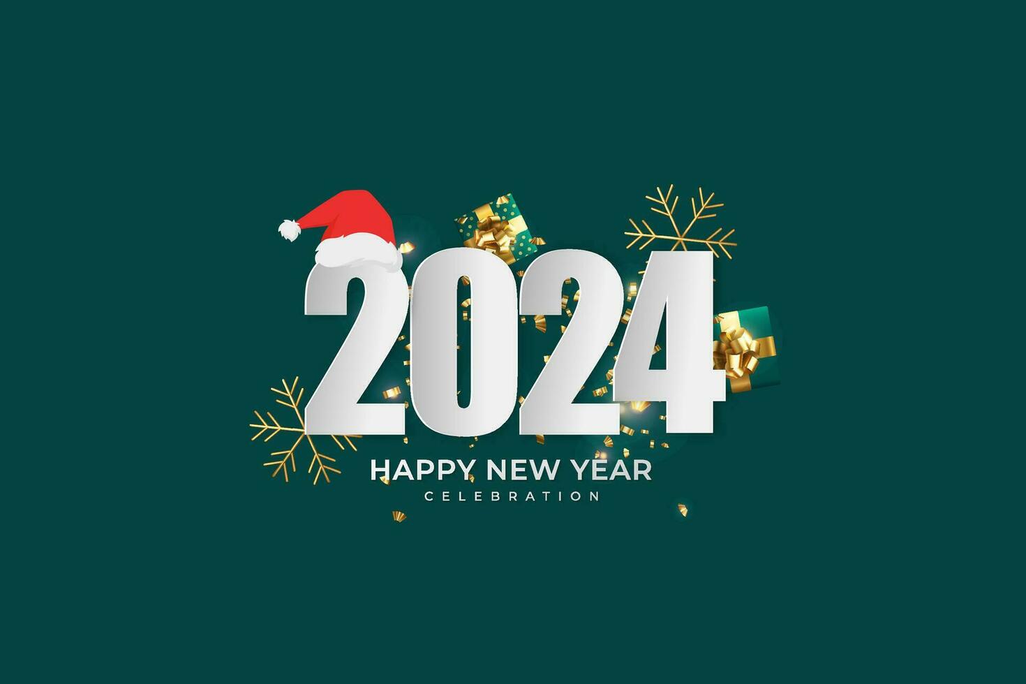 Happy New Year 2024. festive realistic decoration. Celebrate 2024 party vector