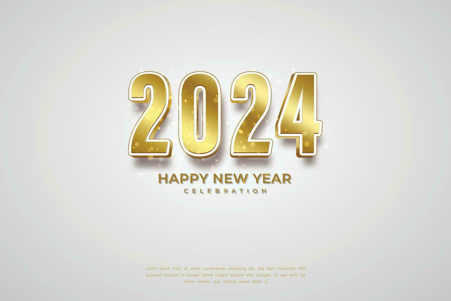 Simple and Clean Design 3D Happy New Year 2024. Gold Numbers for ...