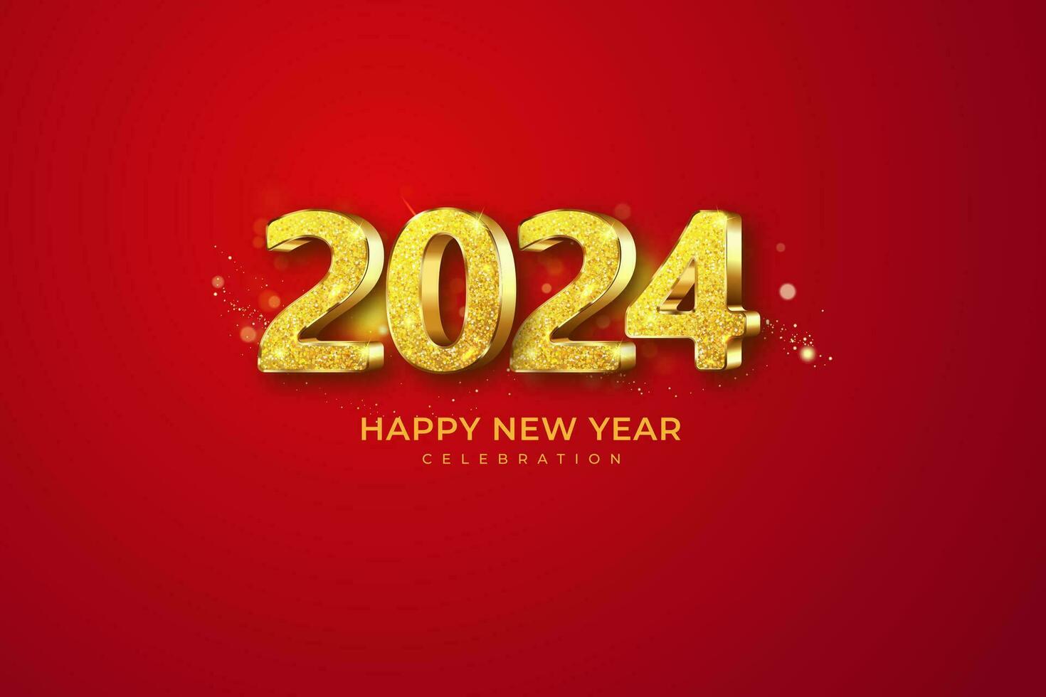 Happy New Year 2024. festive realistic decoration. Celebrate 2024 party vector