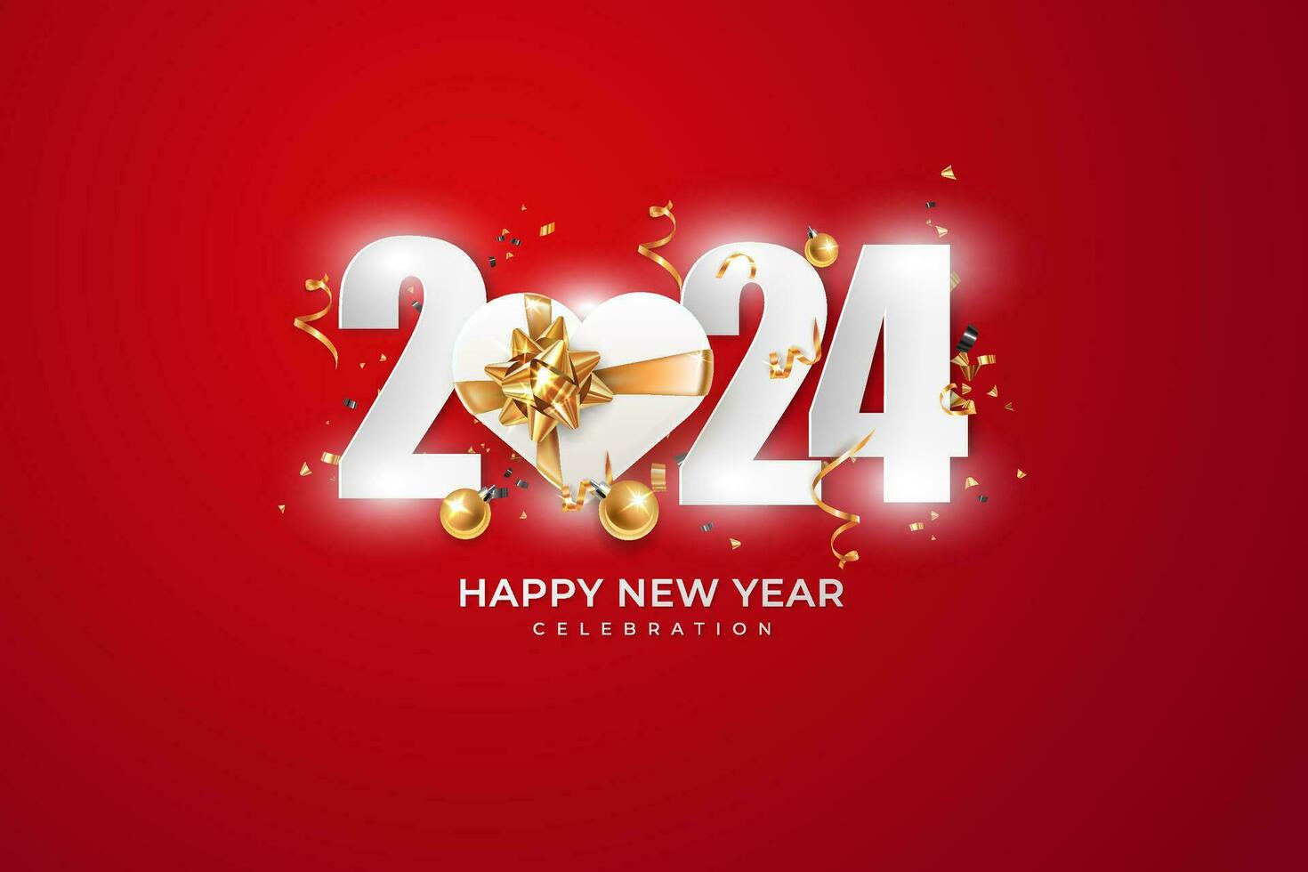 Happy New Year 2024. festive realistic decoration. Celebrate 2024 party vector