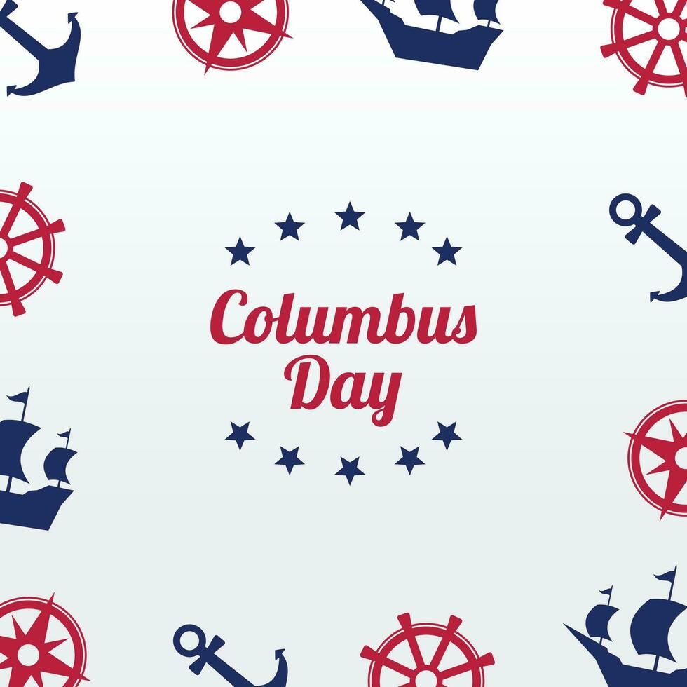 columbus day background with ship, compass, rudder and anchor silhouette icons. vector for banner, greeting card, poster, web, social media.