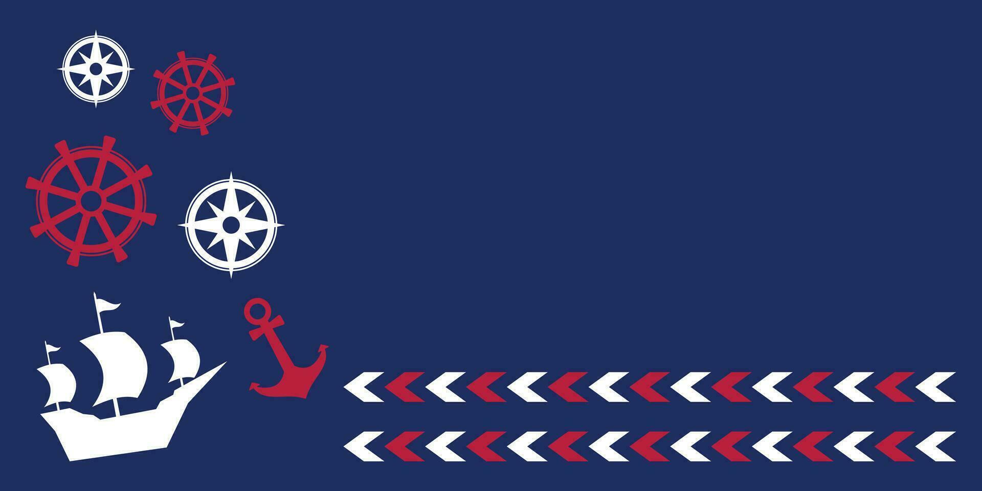 columbus day background with ship silhouette icon, compass and anchor. free space area, vector for banners, greeting cards, posters, web, social media.