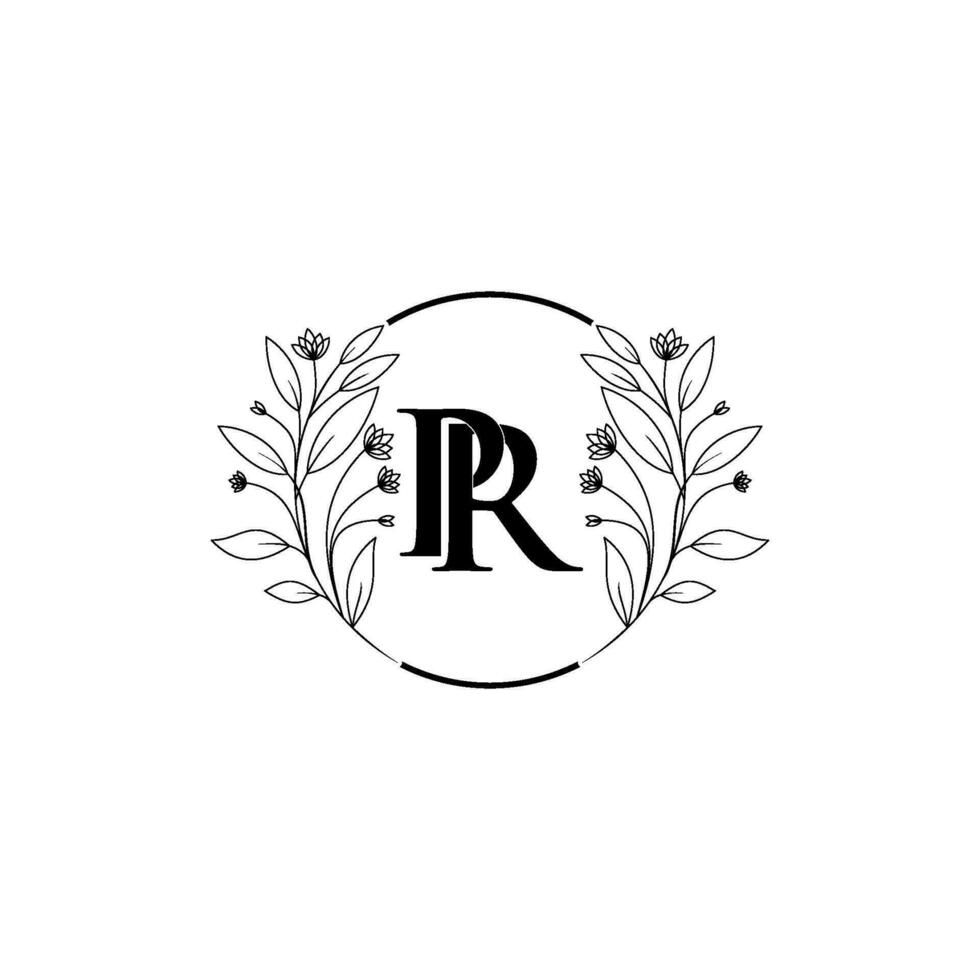 floral letra pag, r logo icono, lujo alfabeto fuente inicial diseño aislado vector