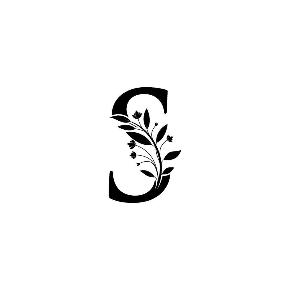 Floral letter S logo Icon, Luxury alphabet font initial design isolated vector