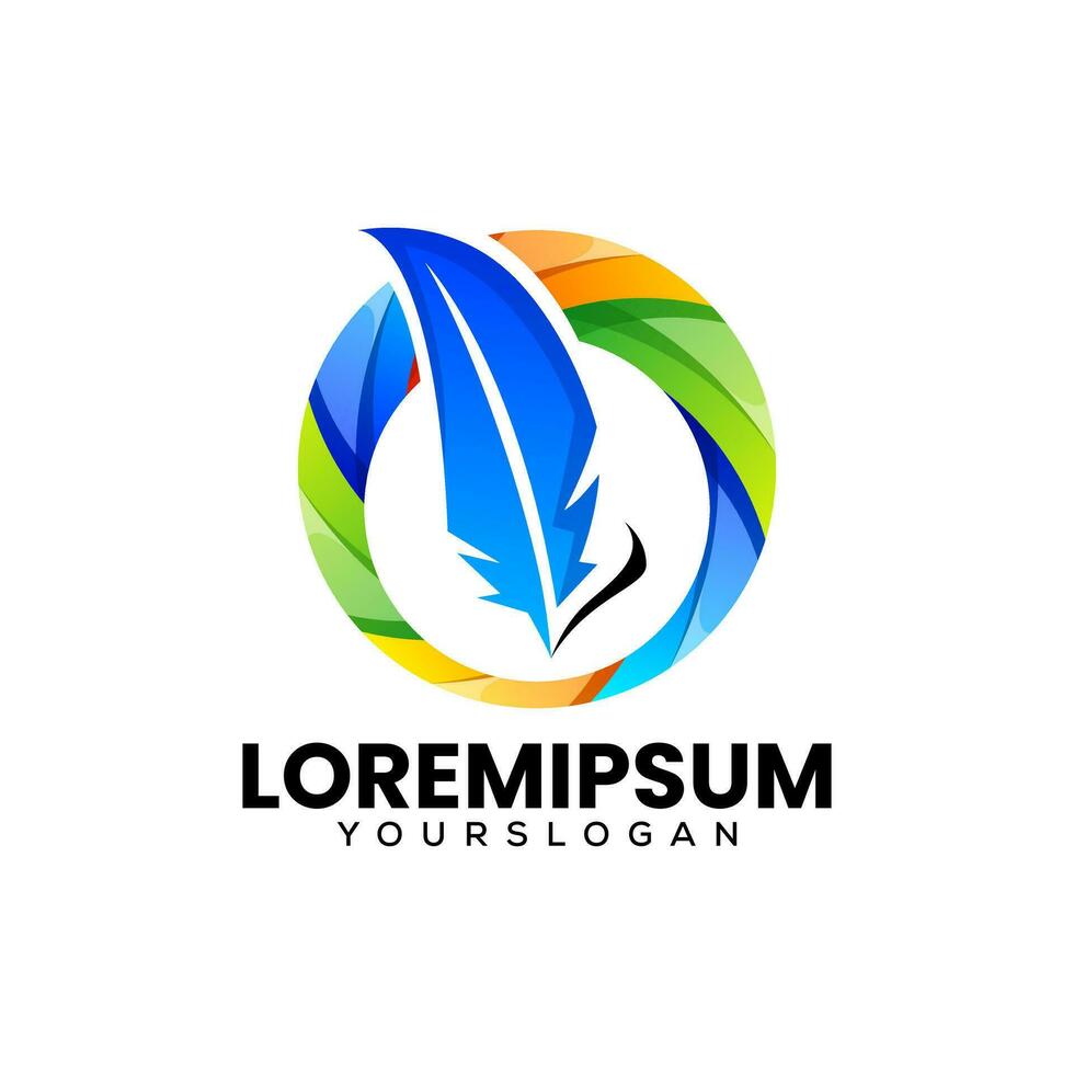 feather colorful icon logo design vector