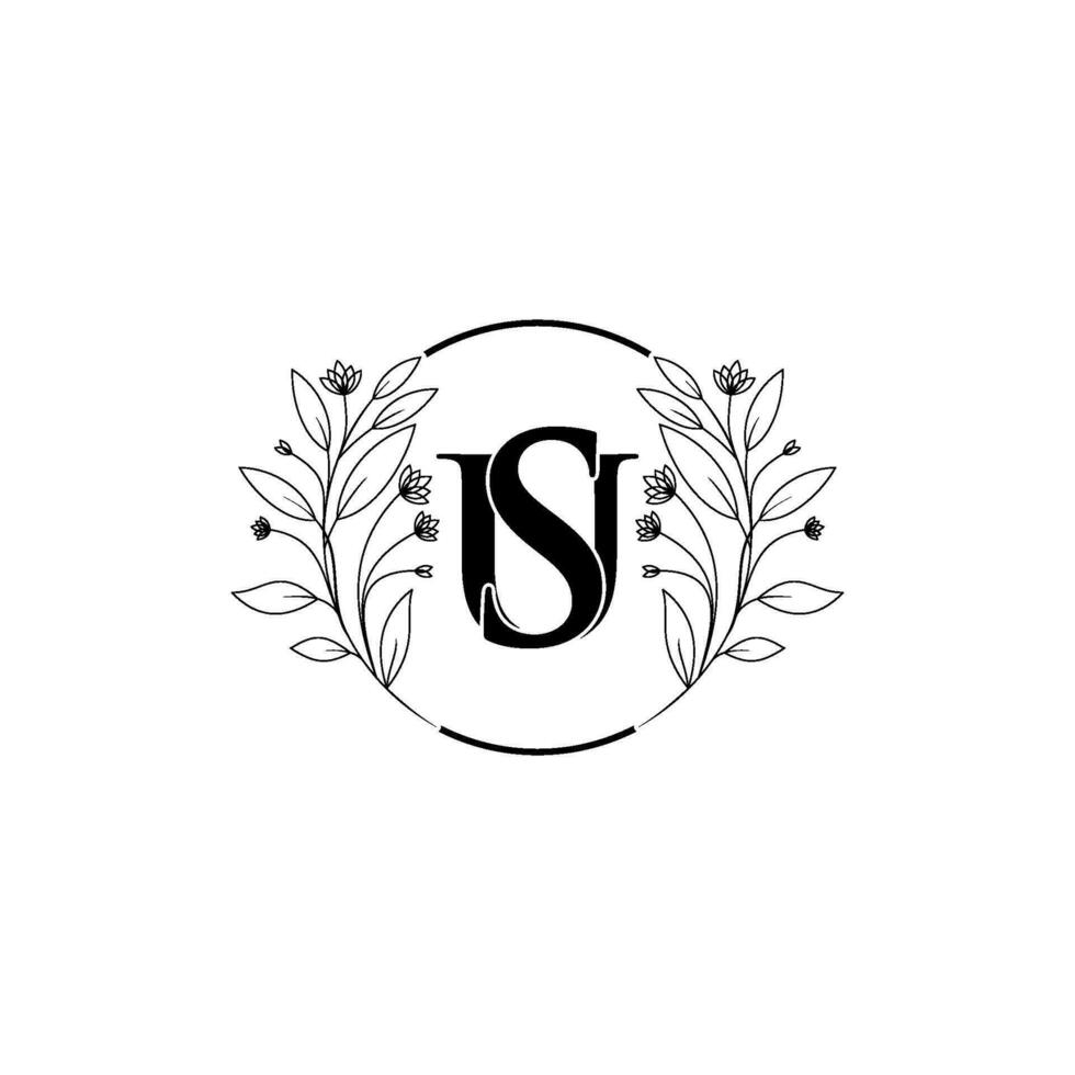 floral letra tu, s logo icono, lujo alfabeto fuente inicial diseño aislado vector