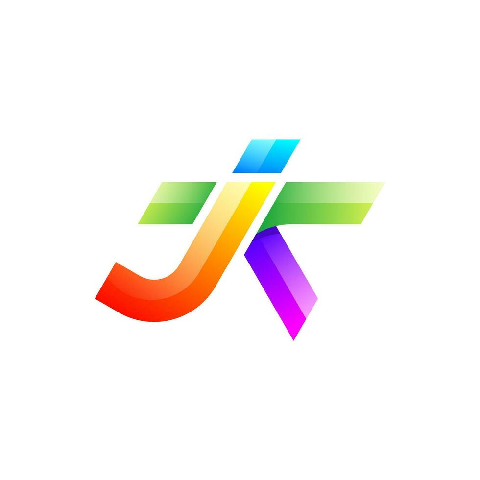 colorful letter j k icon logo design vector