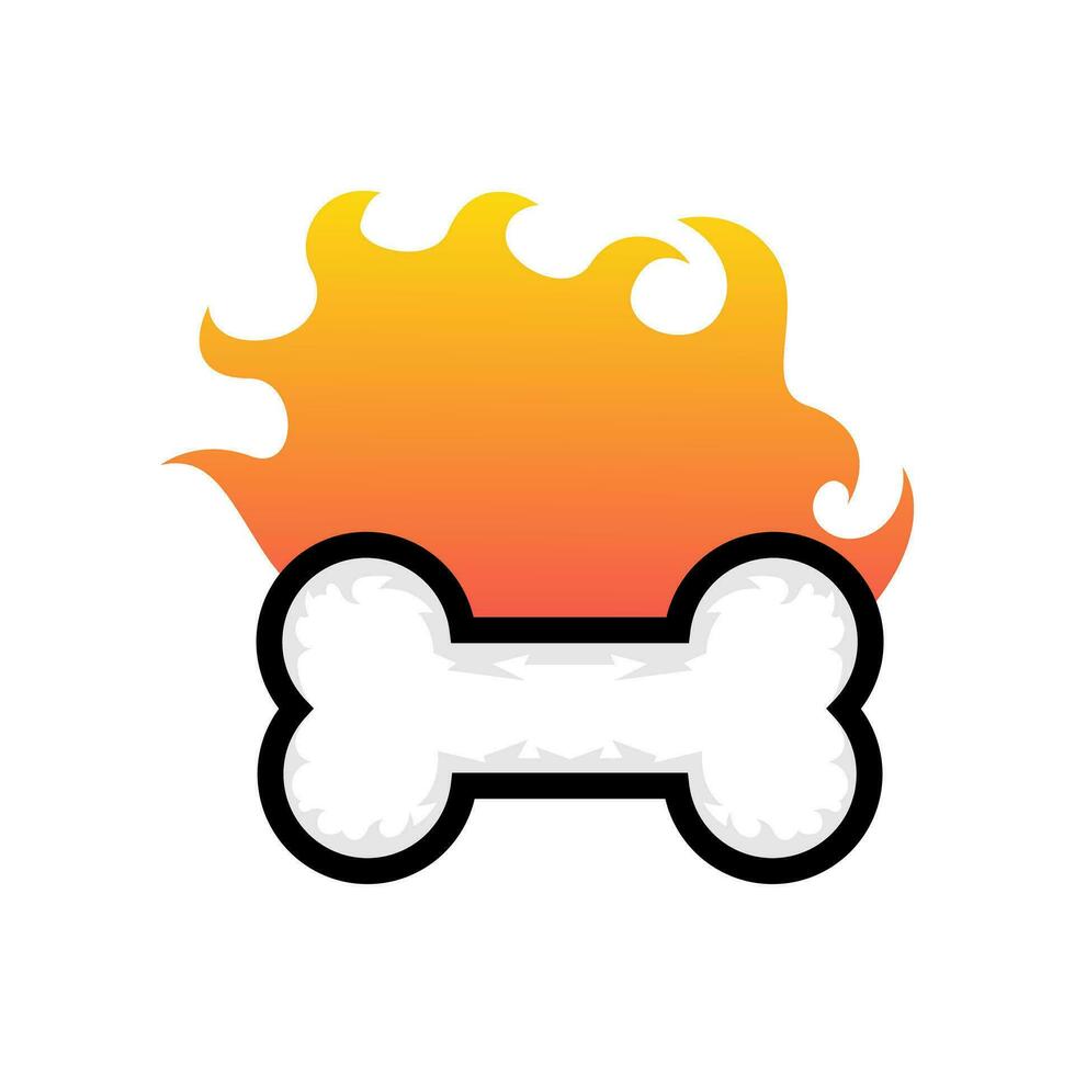 hueso fuego icono logo diseño vector