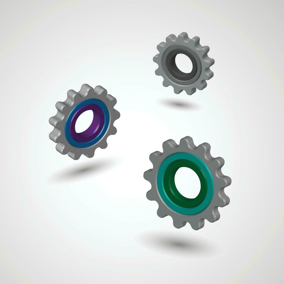 Gear setting icon, simple 3D vector gear design concept