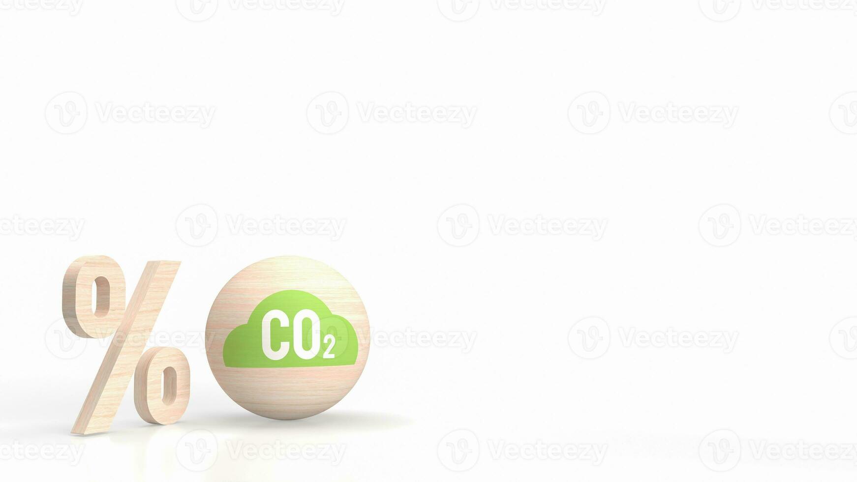 The Co2 icon on wood ball for ecological concept 3d rendering photo